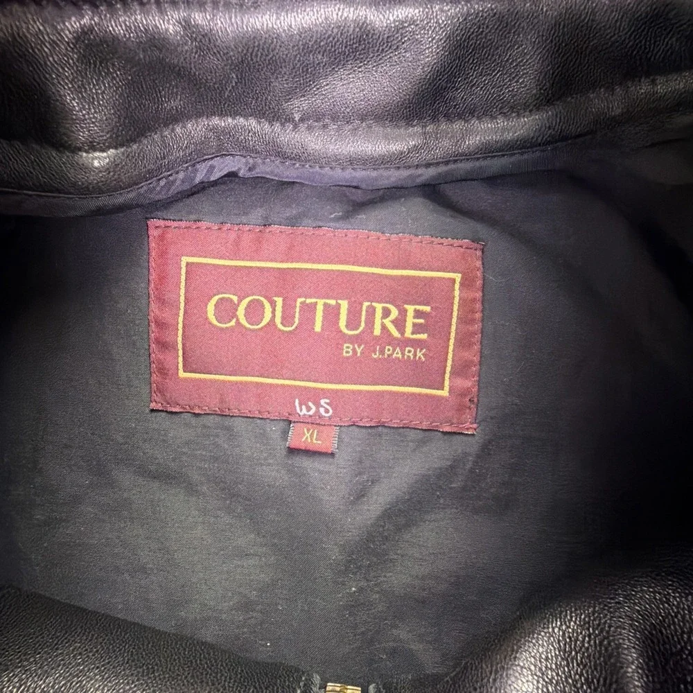 VTG Couture by J Park Men's Lambskin Leather Jacket Size XL Black FullZip Button